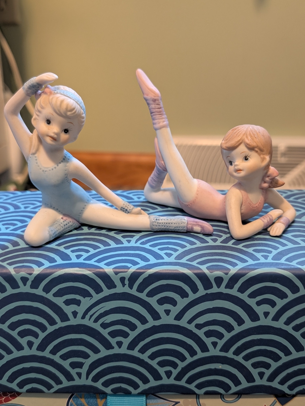 Blue and Pink Ballerina Figurine Set